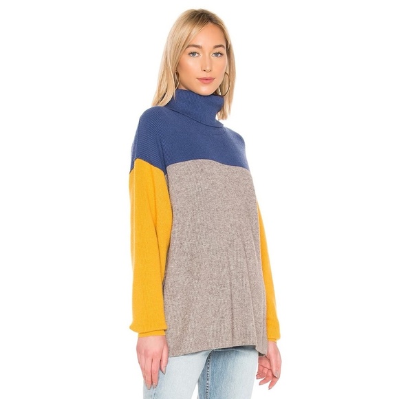 FREE PEOPLE Softly Structured Colorblock Sweater Turtleneck Pullover Knit Medium - Picture 5 of 16